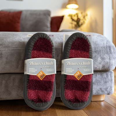 Мягкие и пушистые носки тапочки HOUSE SLING_COCkS bordo35/38