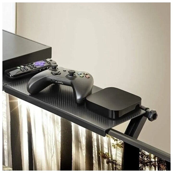 Полка для приставки, ресивера, роутера с установкой (креплением) на телевизор или монитор 33*16 см