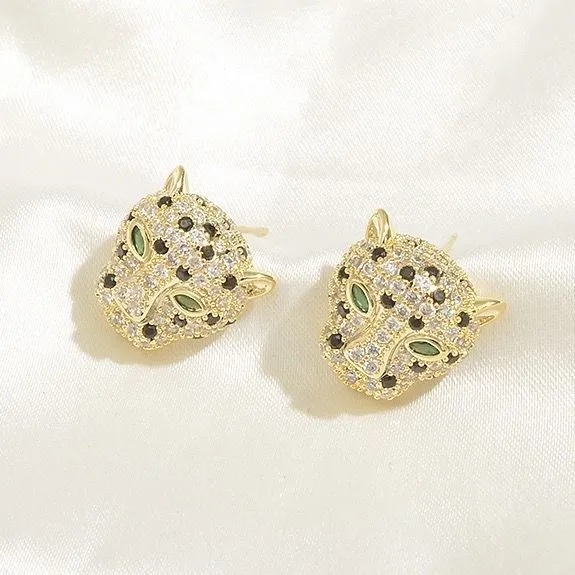 Модные  цирконовые красочные серьги с леопардовым принтом