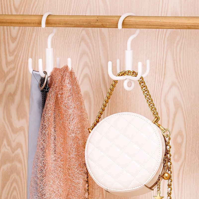 Поворотный крючок органайзер для одежды, ремней, сумок, платков, шарфов (цвет белый)