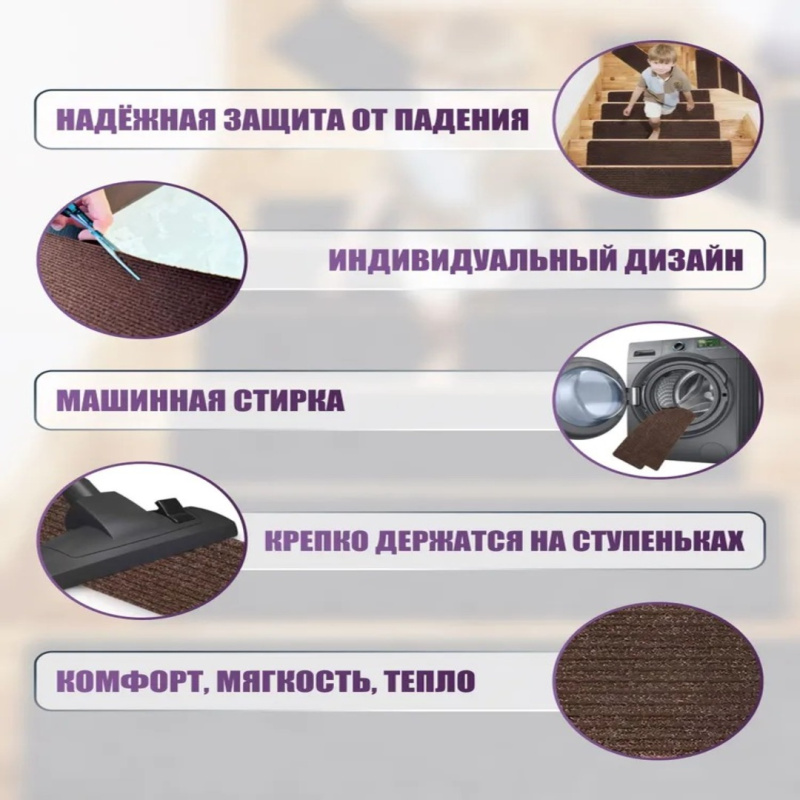 Коврик для ступеней лестницы, самоклеящийся