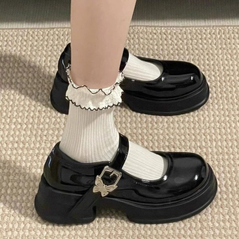 Летние черные туфли JK с круглым носком