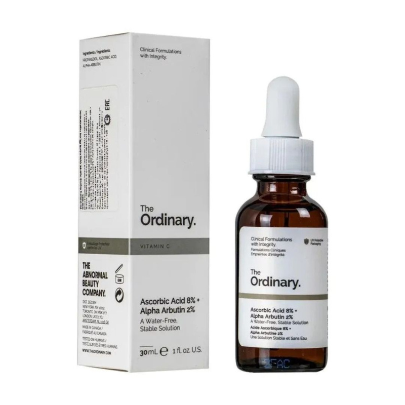 The Ordinary Осветляющая сыворотка с 8% аскорбиновой кислоты и 2% альфа арбутин The Ordinary Ascorbic Acid 8% + Alpha Arbutin 2%,30мл