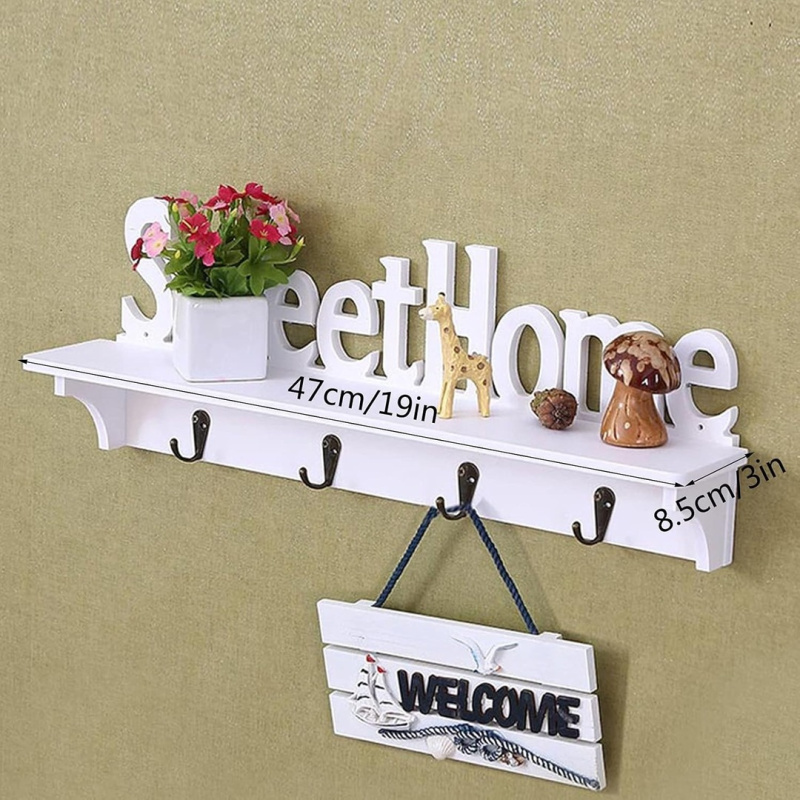 Ключница на стену с полкой из дерева для ключей