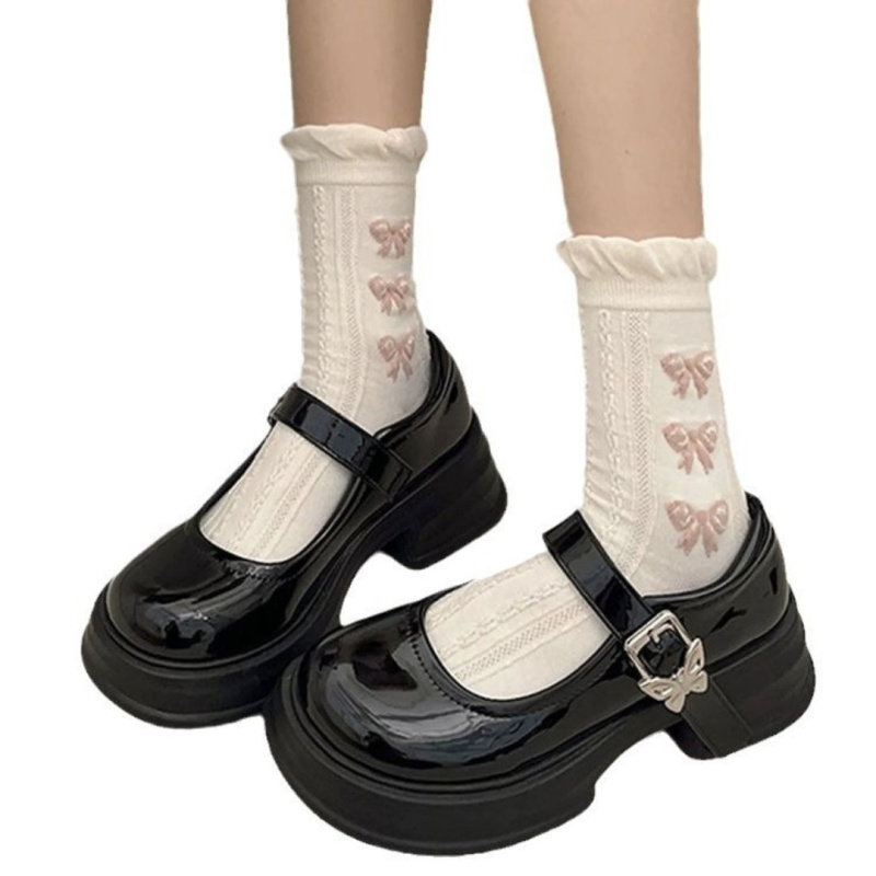 Летние черные туфли JK с круглым носком